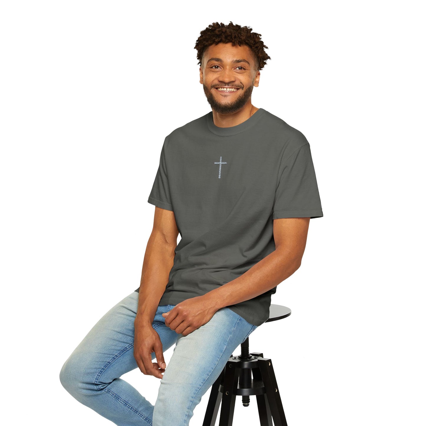 Silver Embroidered Cross T-Shirt