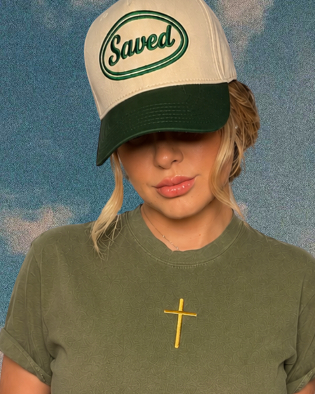 Saved Baseball Cap: Green Two-Tone