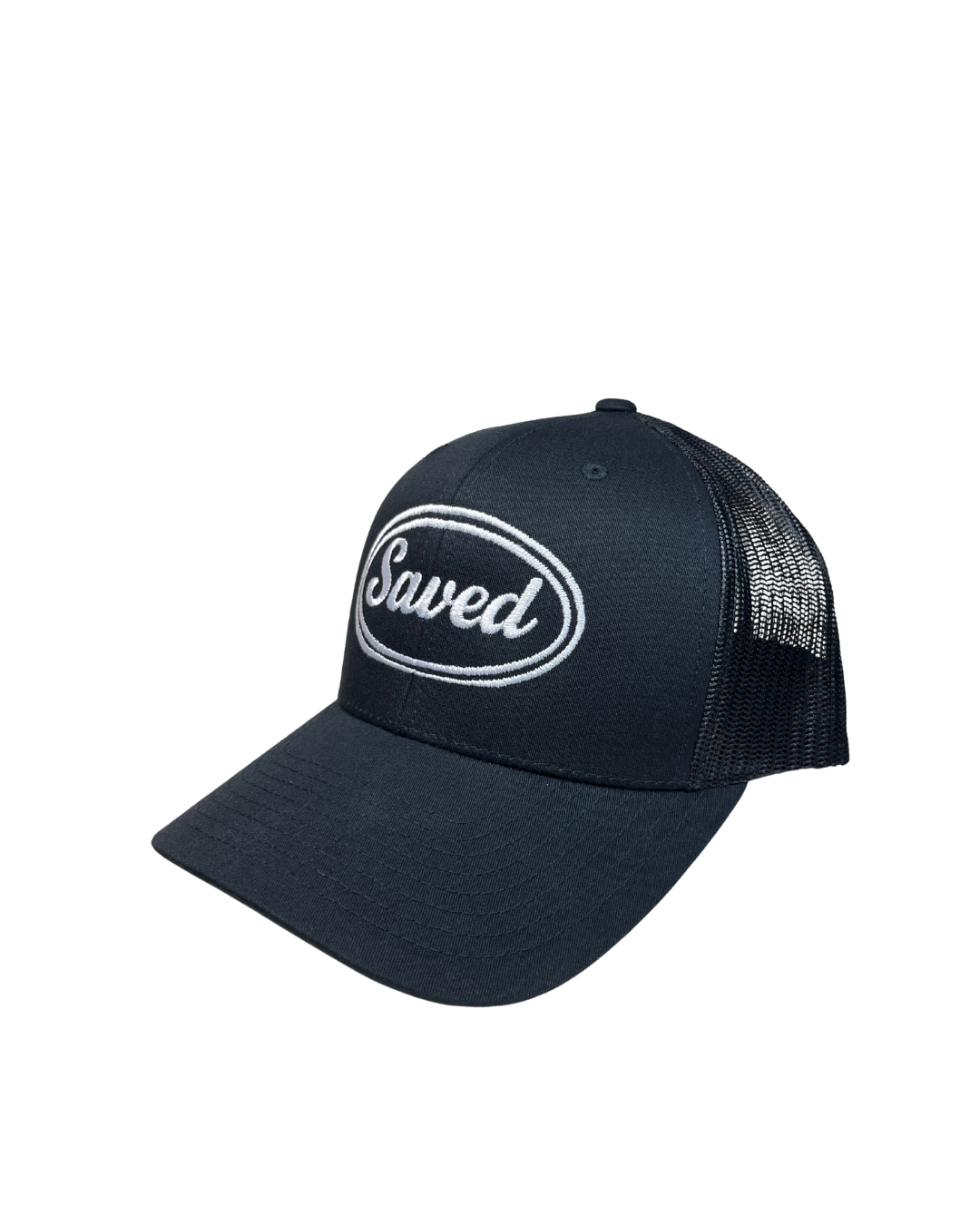 Saved Trucker Hat: White Stitch