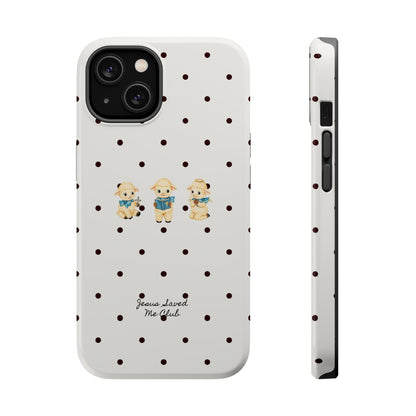 Christian Phone Case – 3 Little Lambs Black Polka Dot MagSafe Case