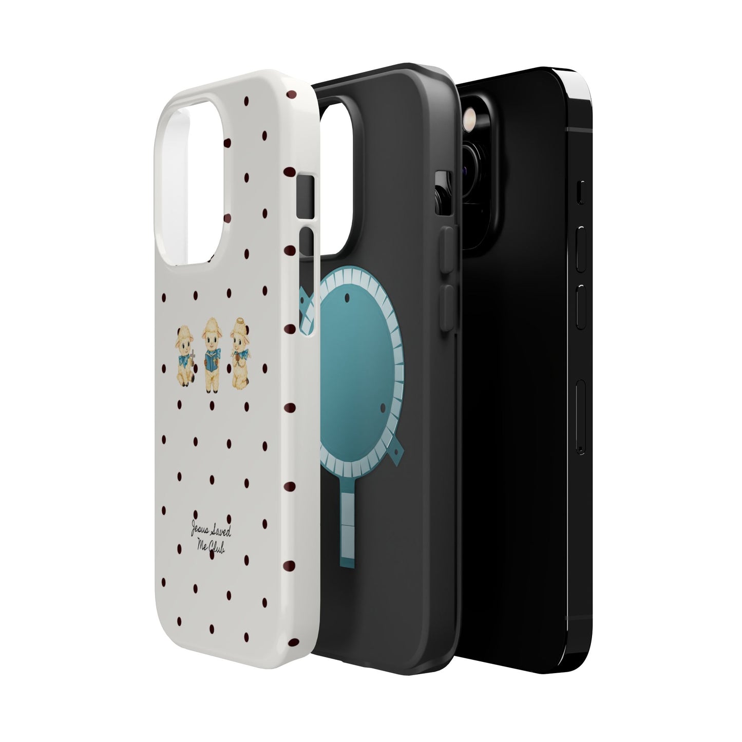 Christian Phone Case – 3 Little Lambs Black Polka Dot MagSafe Case