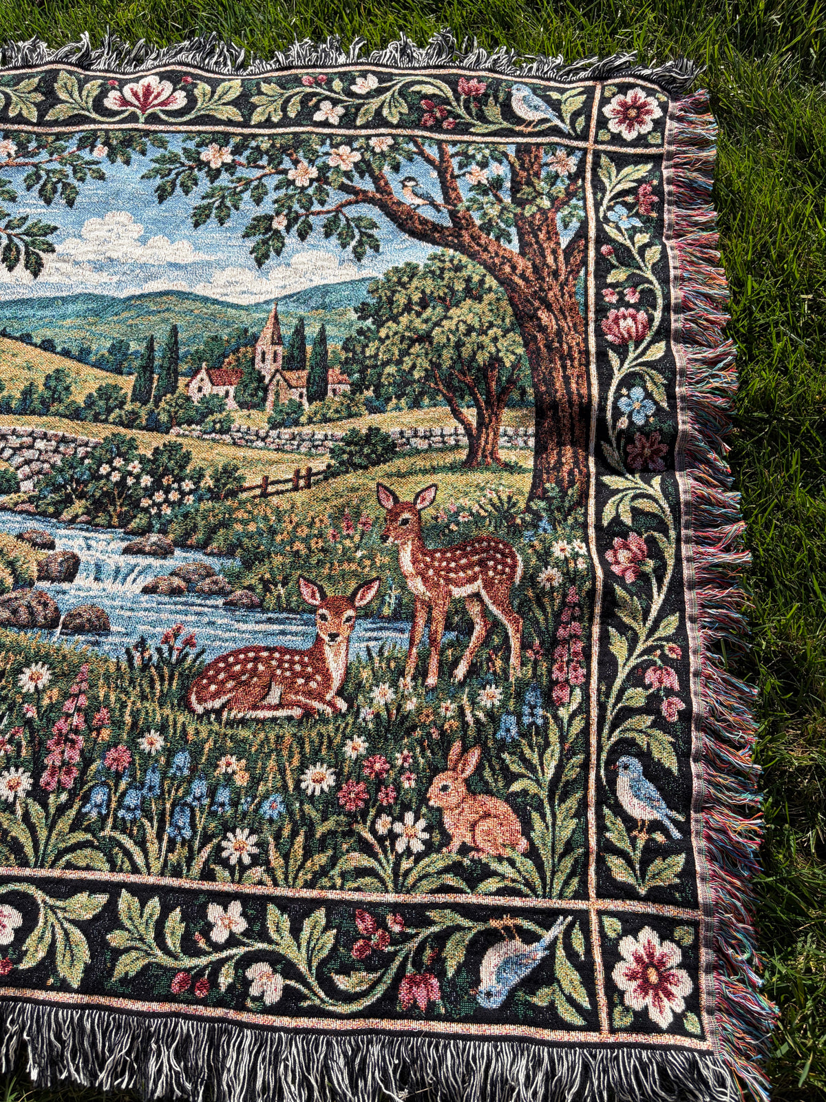 Green Pastures Woven Blanket