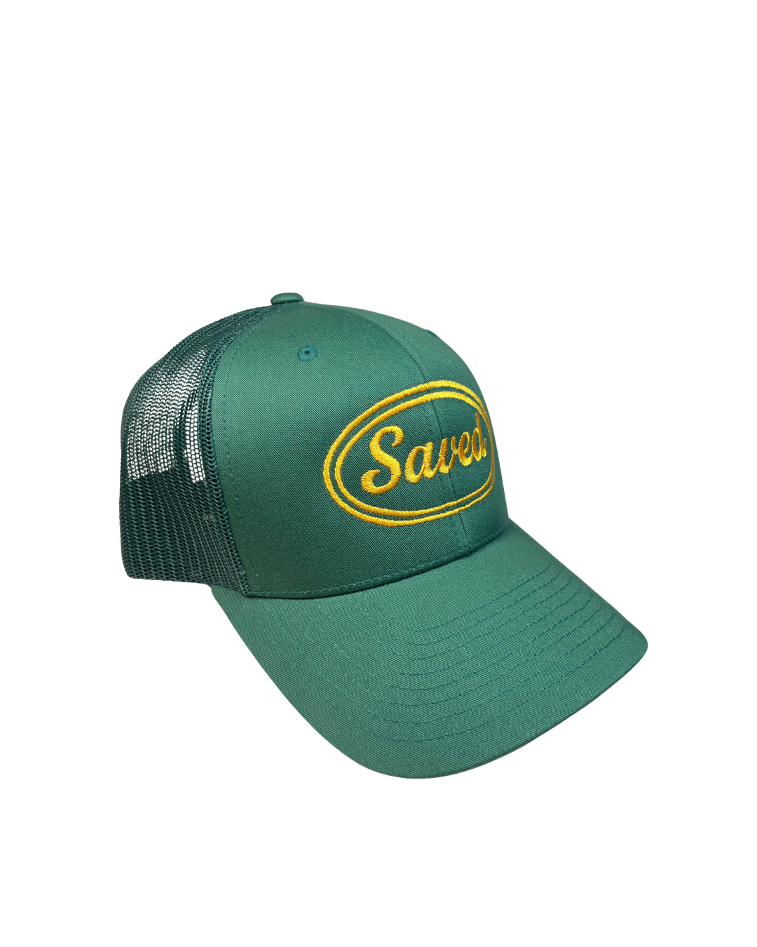 Saved Trucker Hat: Gold Stitch