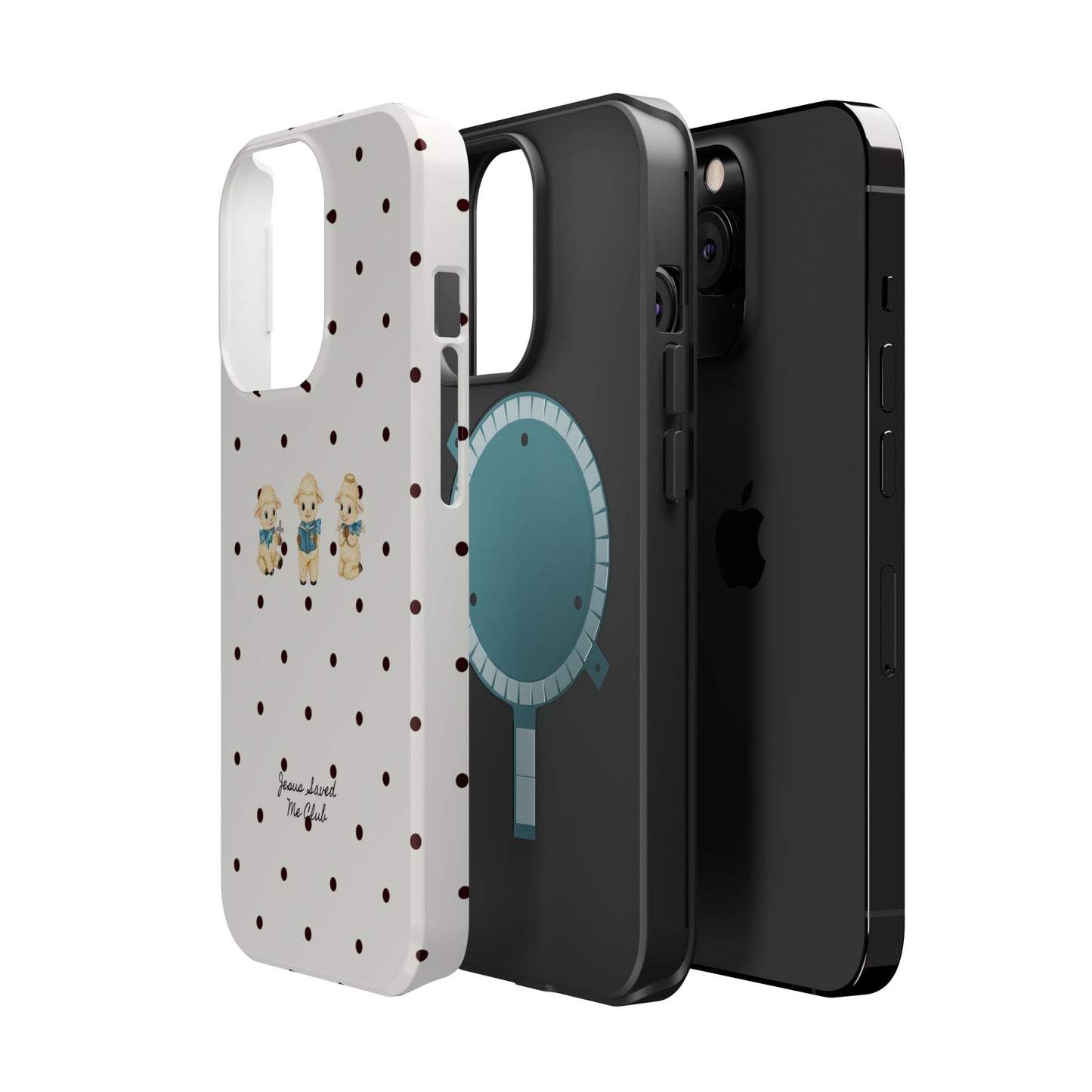 Christian Phone Case – 3 Little Lambs Black Polka Dot MagSafe Case