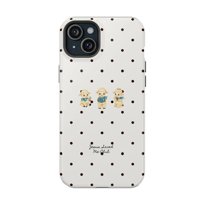 Christian Phone Case – 3 Little Lambs Black Polka Dot MagSafe Case