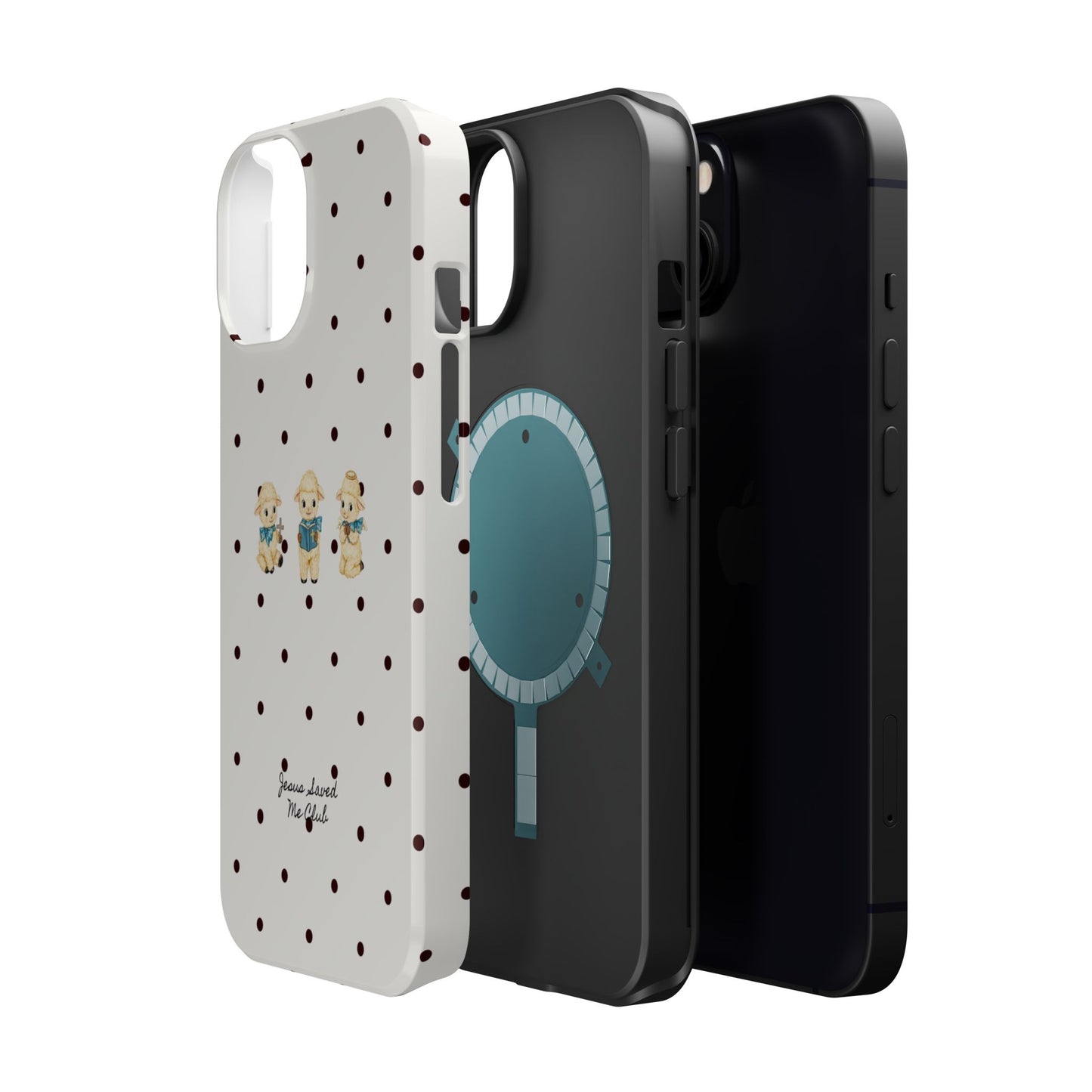 Christian Phone Case – 3 Little Lambs Black Polka Dot MagSafe Case