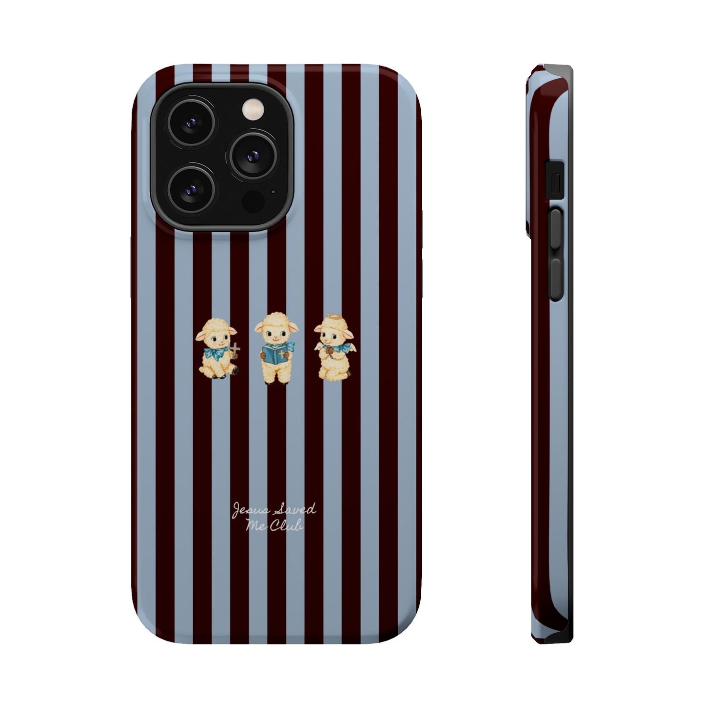 Christian Phone Case – 3 Little Lambs Brown Stripe MagSafe Case