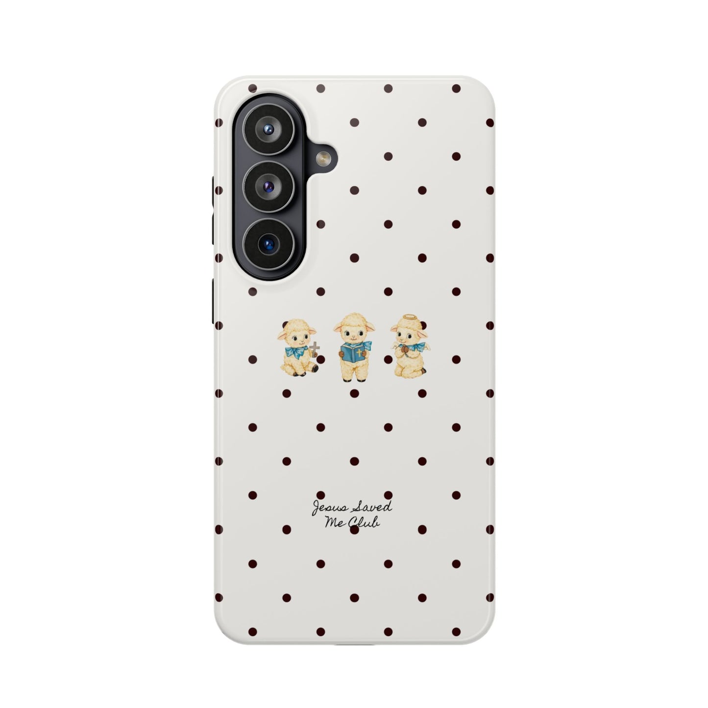 Christian Phone Case – 3 Little Lambs Black Polka Dot MagSafe Case