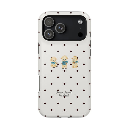 Christian Phone Case – 3 Little Lambs Black Polka Dot MagSafe Case