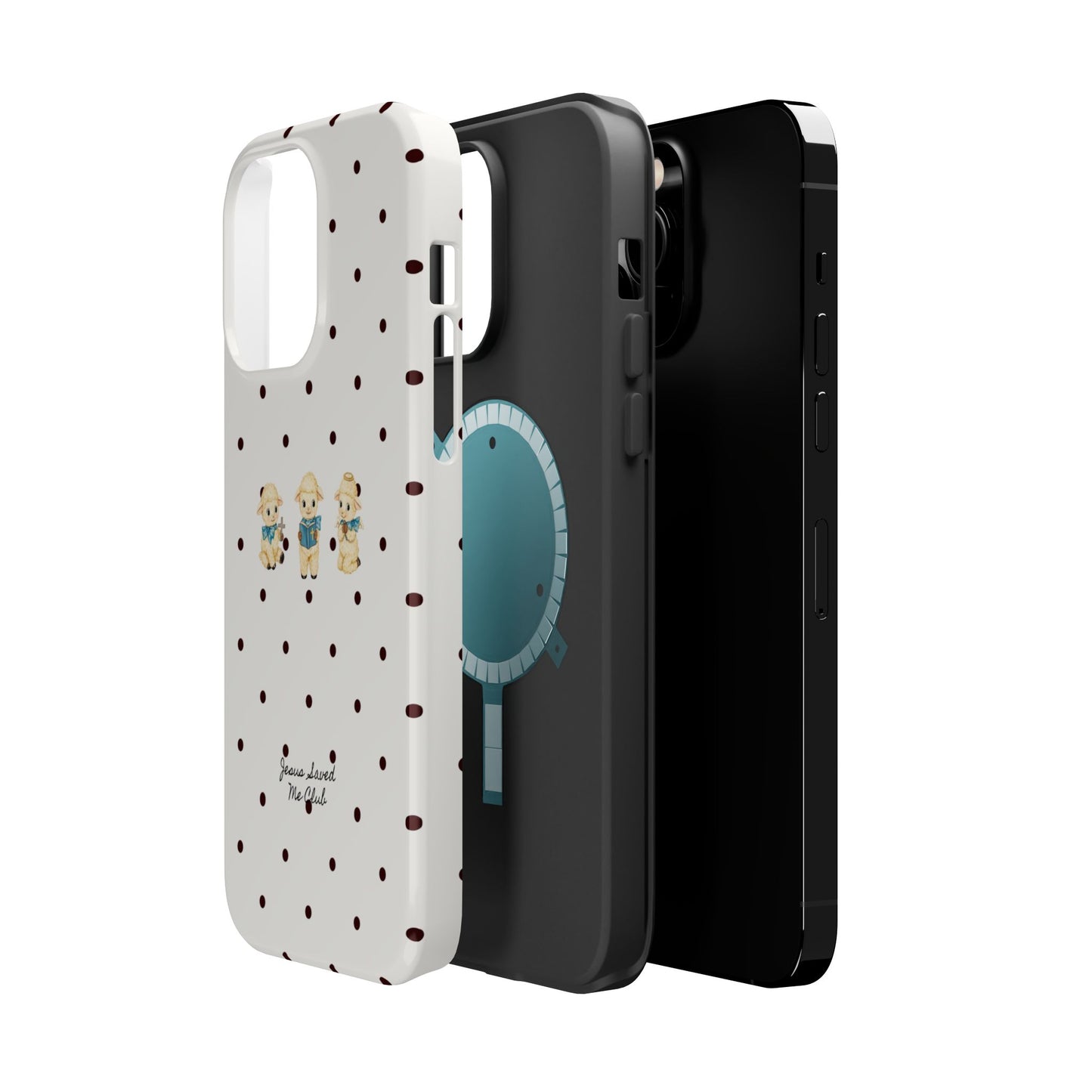 Christian Phone Case – 3 Little Lambs Black Polka Dot MagSafe Case