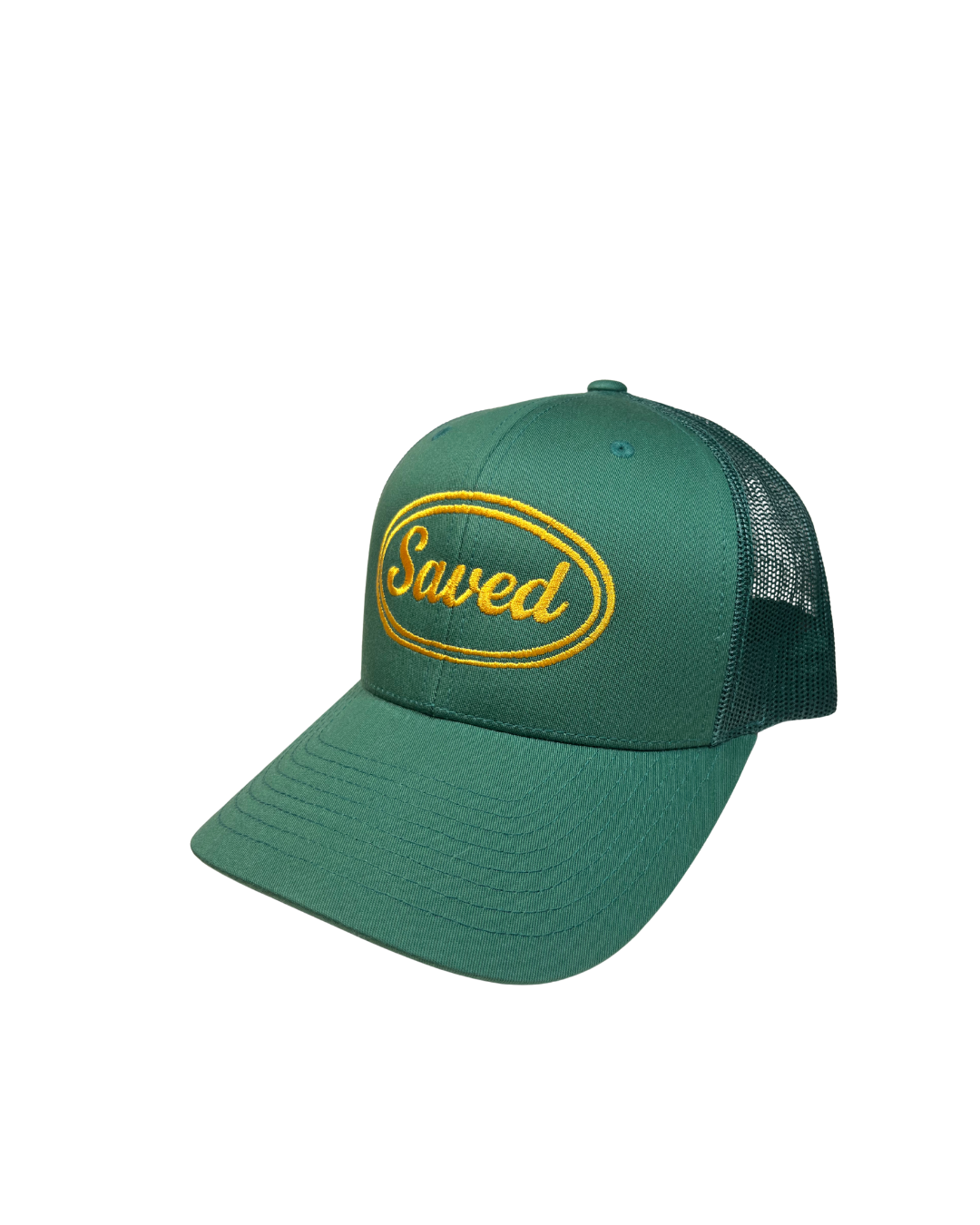 Saved Trucker Hat: Gold Stitch