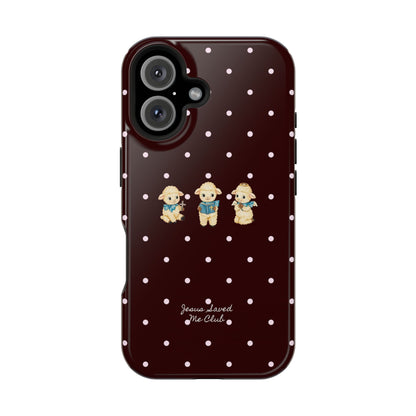 Christian Phone Case – 3 Little Lambs Baby Pink Polka Dot MagSafe Case