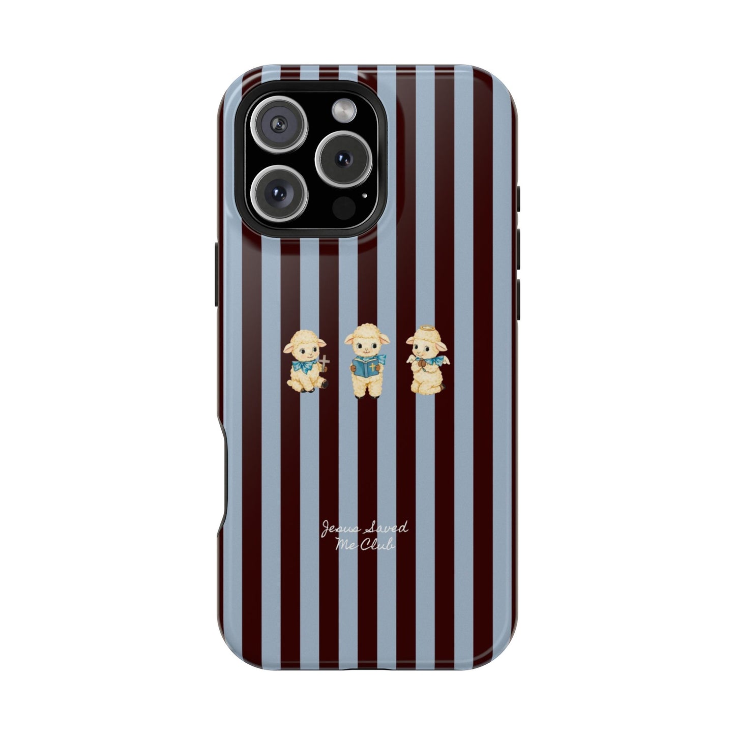 Christian Phone Case – 3 Little Lambs Brown Stripe MagSafe Case