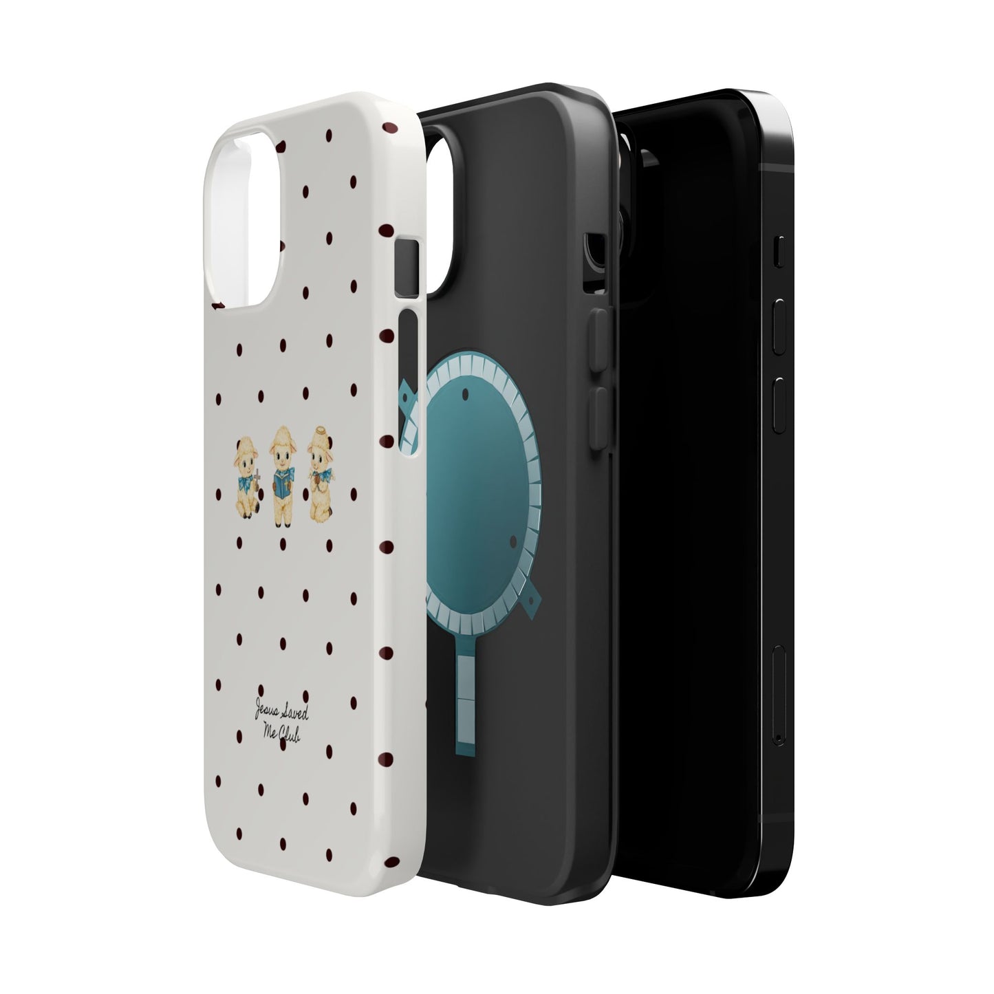 Christian Phone Case – 3 Little Lambs Black Polka Dot MagSafe Case