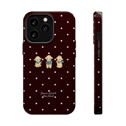 Christian Phone Case – 3 Little Lambs Baby Pink Polka Dot MagSafe Case