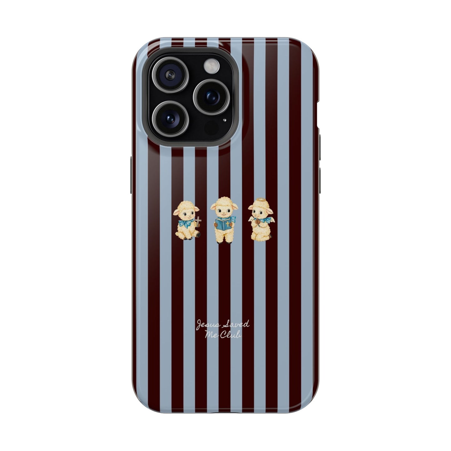Christian Phone Case – 3 Little Lambs Brown Stripe MagSafe Case