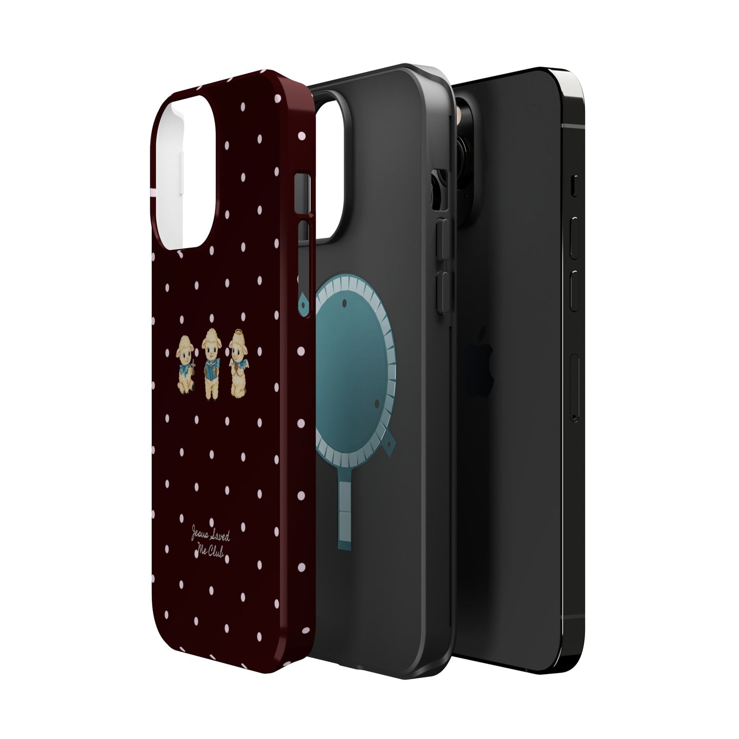 Christian Phone Case – 3 Little Lambs Baby Pink Polka Dot MagSafe Case