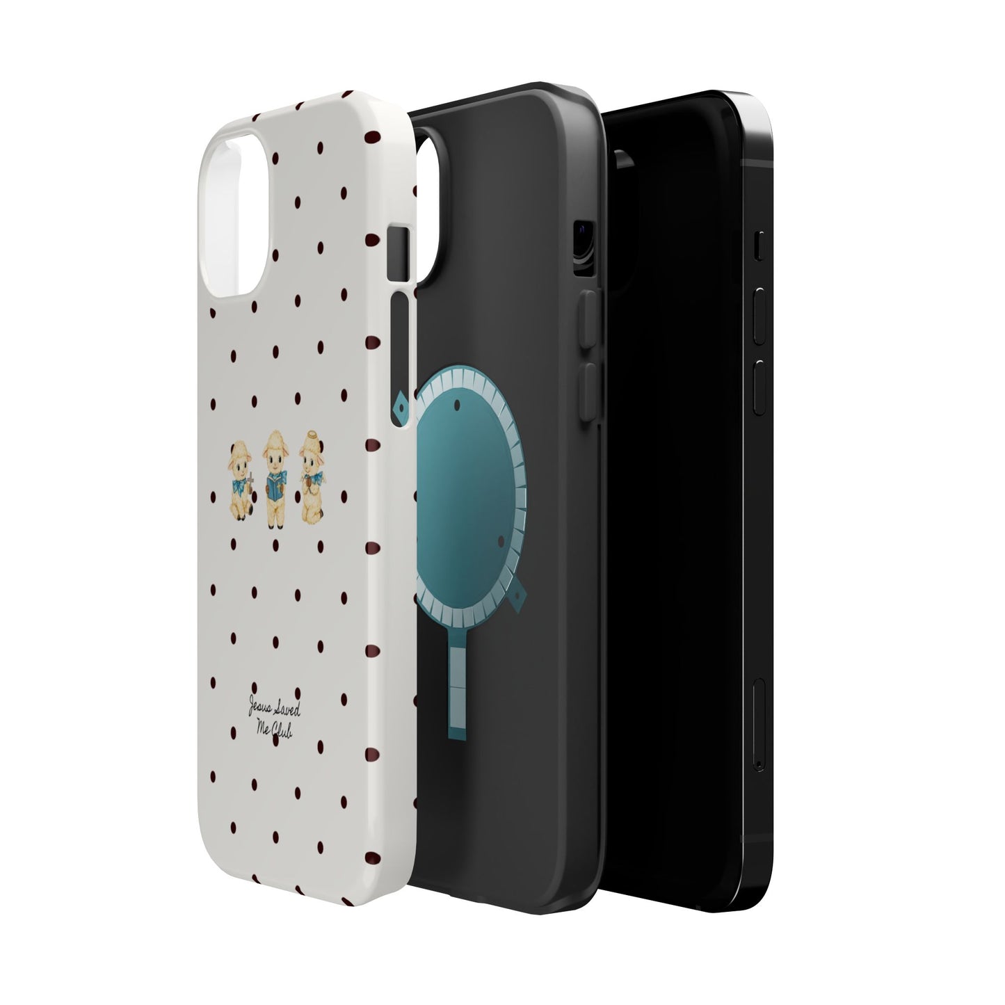 Christian Phone Case – 3 Little Lambs Black Polka Dot MagSafe Case