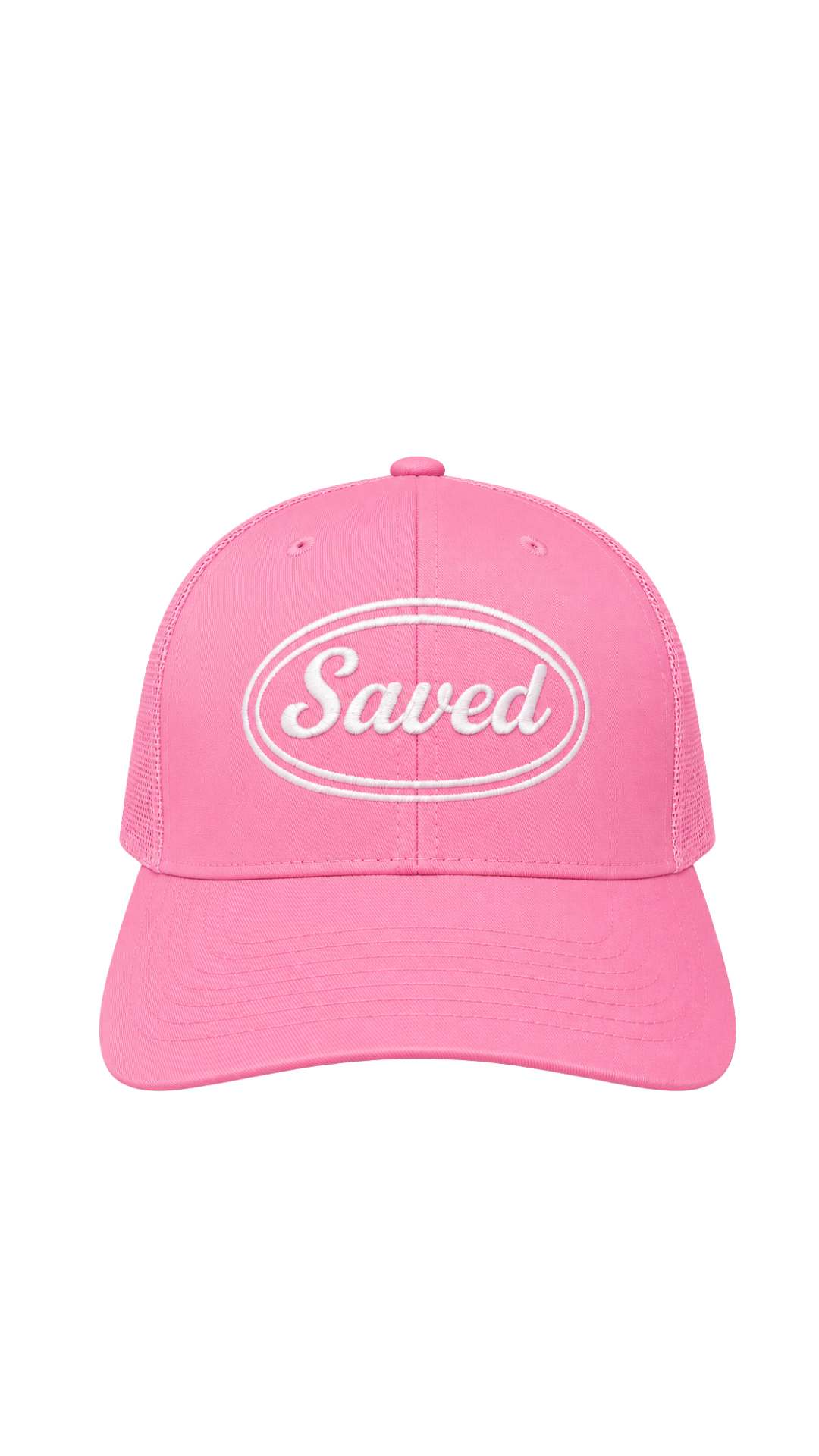 Saved Trucker Hat: White Stitch
