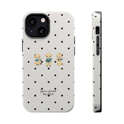Christian Phone Case – 3 Little Lambs Black Polka Dot MagSafe Case