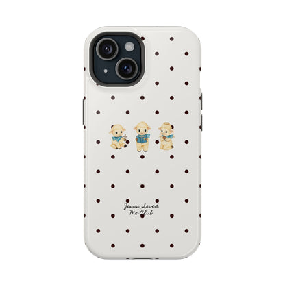 Christian Phone Case – 3 Little Lambs Black Polka Dot MagSafe Case