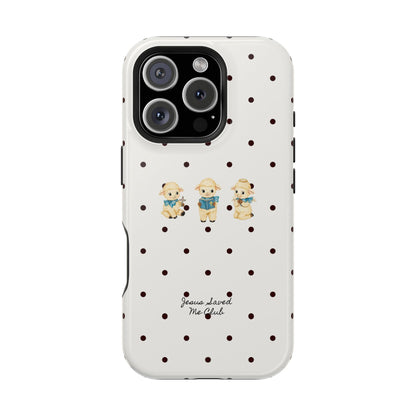 Christian Phone Case – 3 Little Lambs Black Polka Dot MagSafe Case