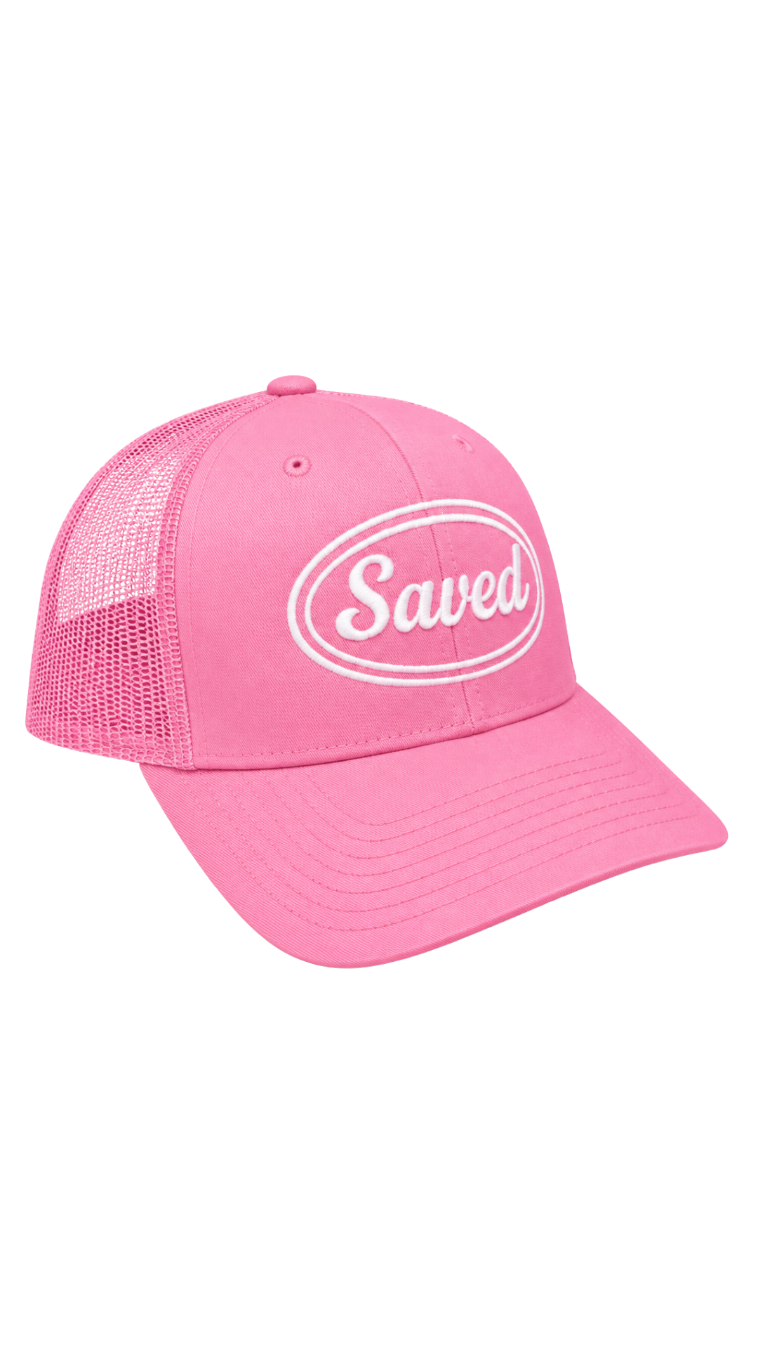 Saved Trucker Hat: White Stitch