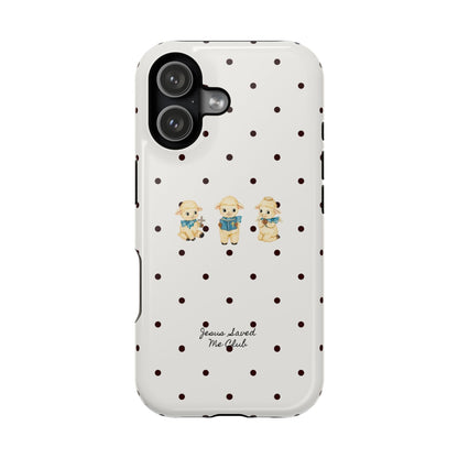 Christian Phone Case – 3 Little Lambs Black Polka Dot MagSafe Case