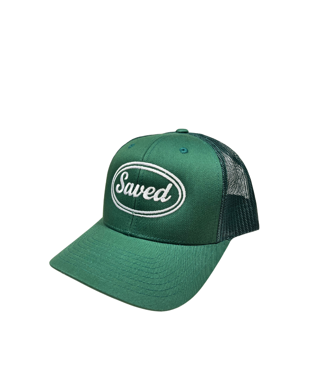 Saved Trucker Hat: White Stitch
