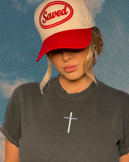 Saved Baseball Cap: Red Two-Tone