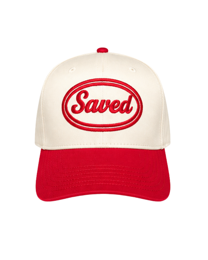 Saved Baseball Cap: Red Two-Tone