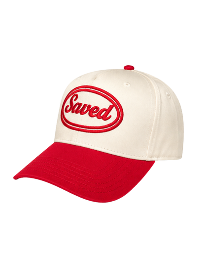 Saved Baseball Cap: Red Two-Tone