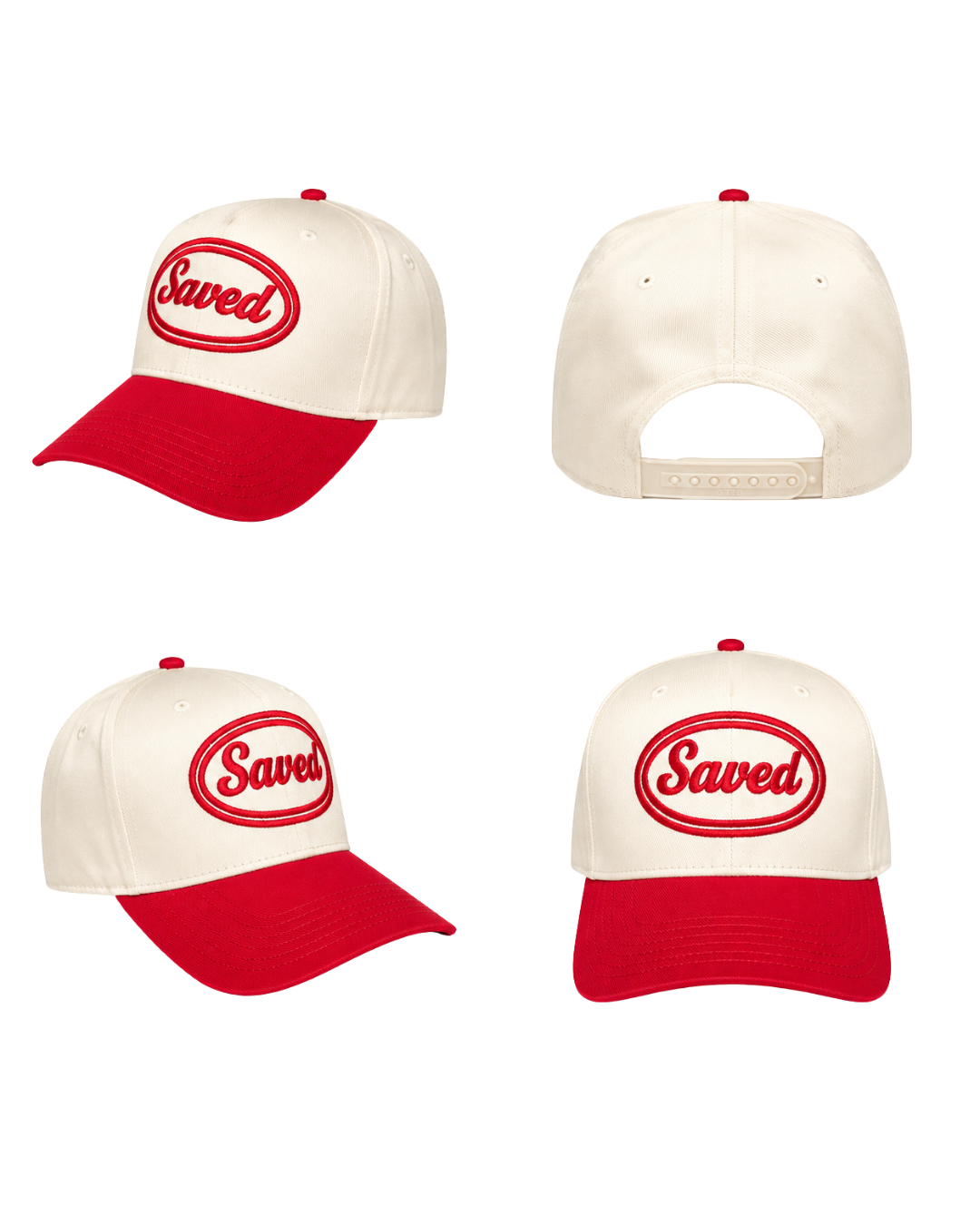 Saved Baseball Cap: Red Two-Tone