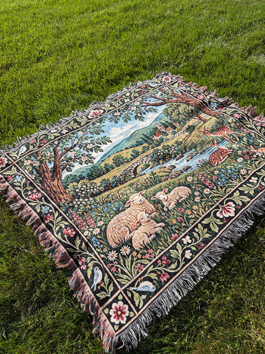 Green Pastures Woven Blanket
