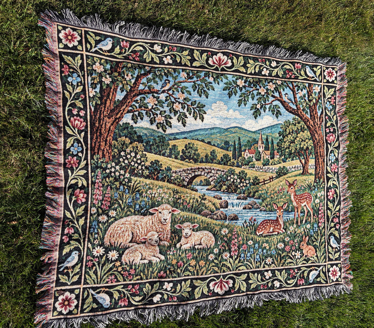 Green Pastures Woven Blanket