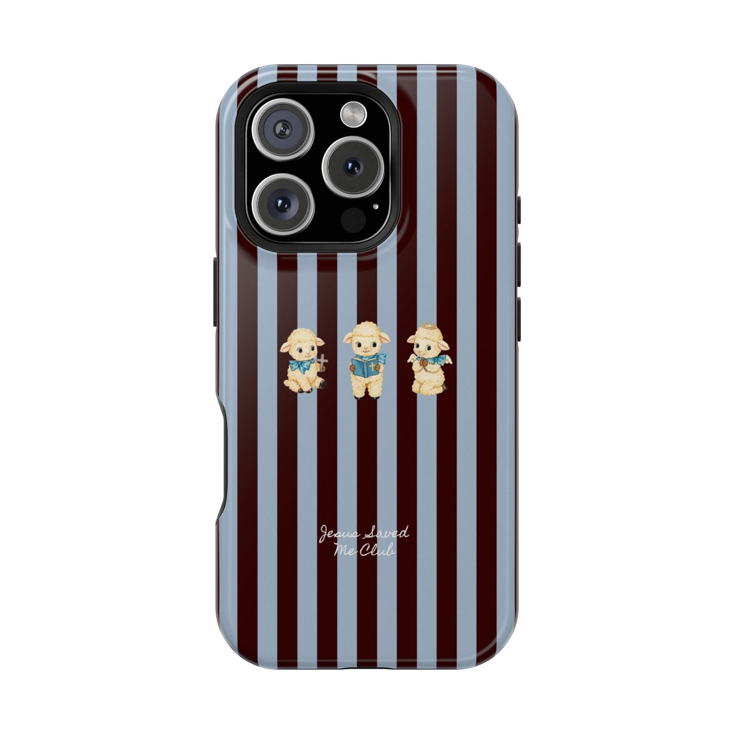 Christian Phone Case – 3 Little Lambs Brown Stripe MagSafe Case