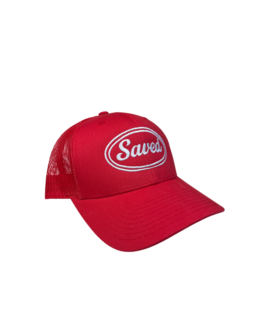 Saved Trucker Hat: White Stitch