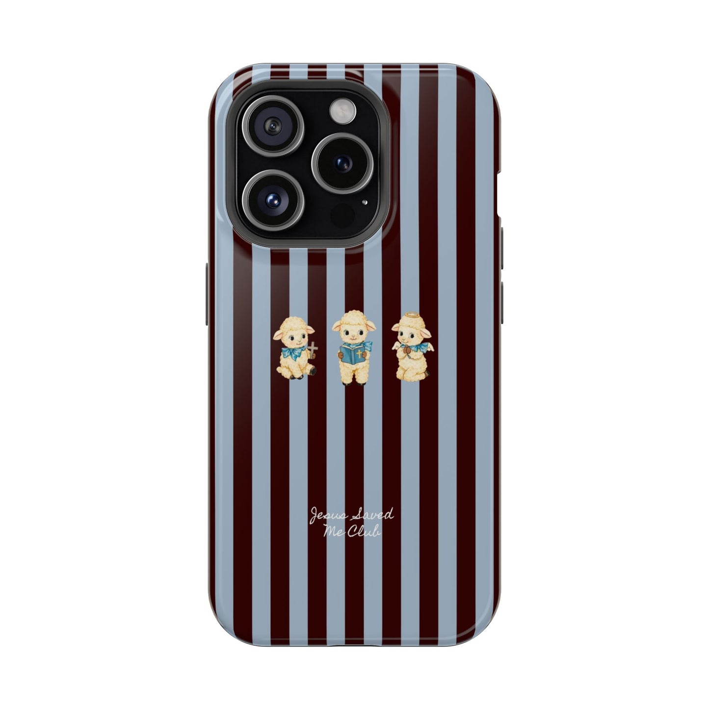 Christian Phone Case – 3 Little Lambs Brown Stripe MagSafe Case