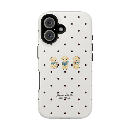 Christian Phone Case – 3 Little Lambs Black Polka Dot MagSafe Case