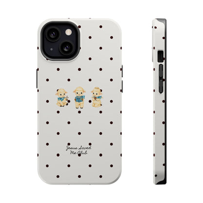 Christian Phone Case – 3 Little Lambs Black Polka Dot MagSafe Case