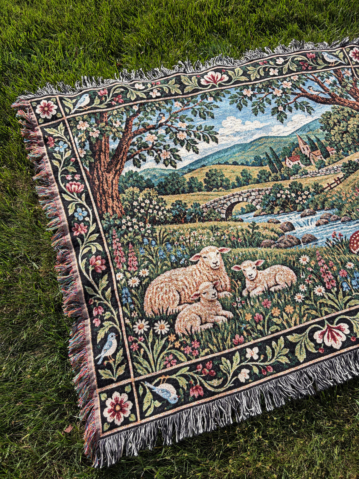 Green Pastures Woven Blanket