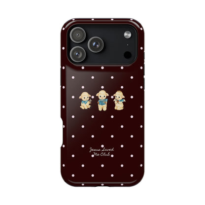 Christian Phone Case – 3 Little Lambs Baby Pink Polka Dot MagSafe Case