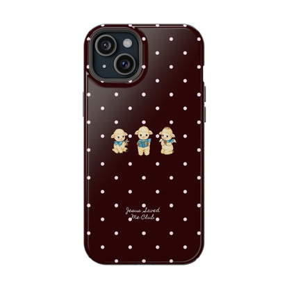 Christian Phone Case – 3 Little Lambs Baby Pink Polka Dot MagSafe Case