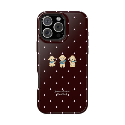 Christian Phone Case – 3 Little Lambs Baby Pink Polka Dot MagSafe Case