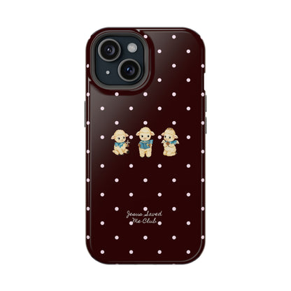 Christian Phone Case – 3 Little Lambs Baby Pink Polka Dot MagSafe Case