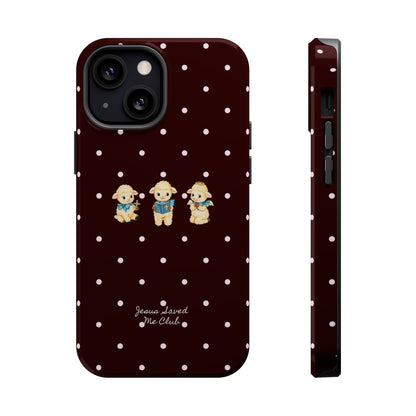Christian Phone Case – 3 Little Lambs Baby Pink Polka Dot MagSafe Case