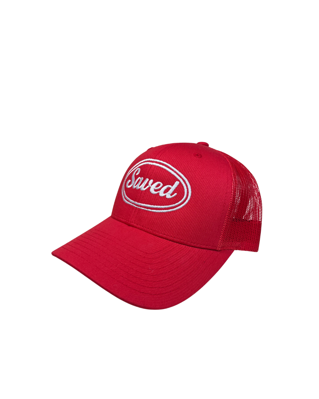 Saved Trucker Hat: White Stitch