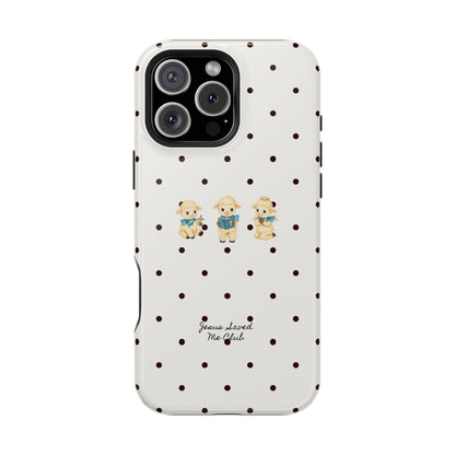 Christian Phone Case – 3 Little Lambs Black Polka Dot MagSafe Case