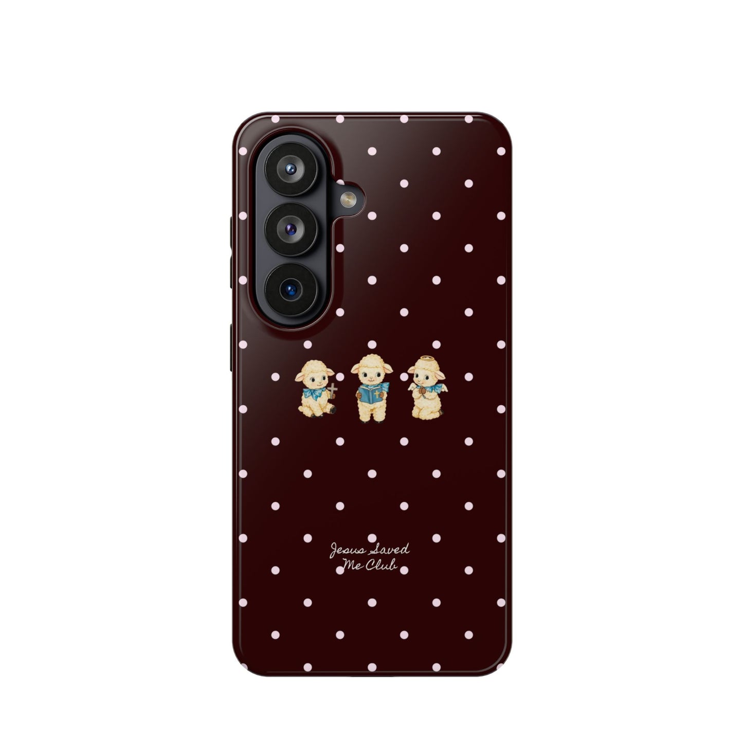 Christian Phone Case – 3 Little Lambs Baby Pink Polka Dot MagSafe Case