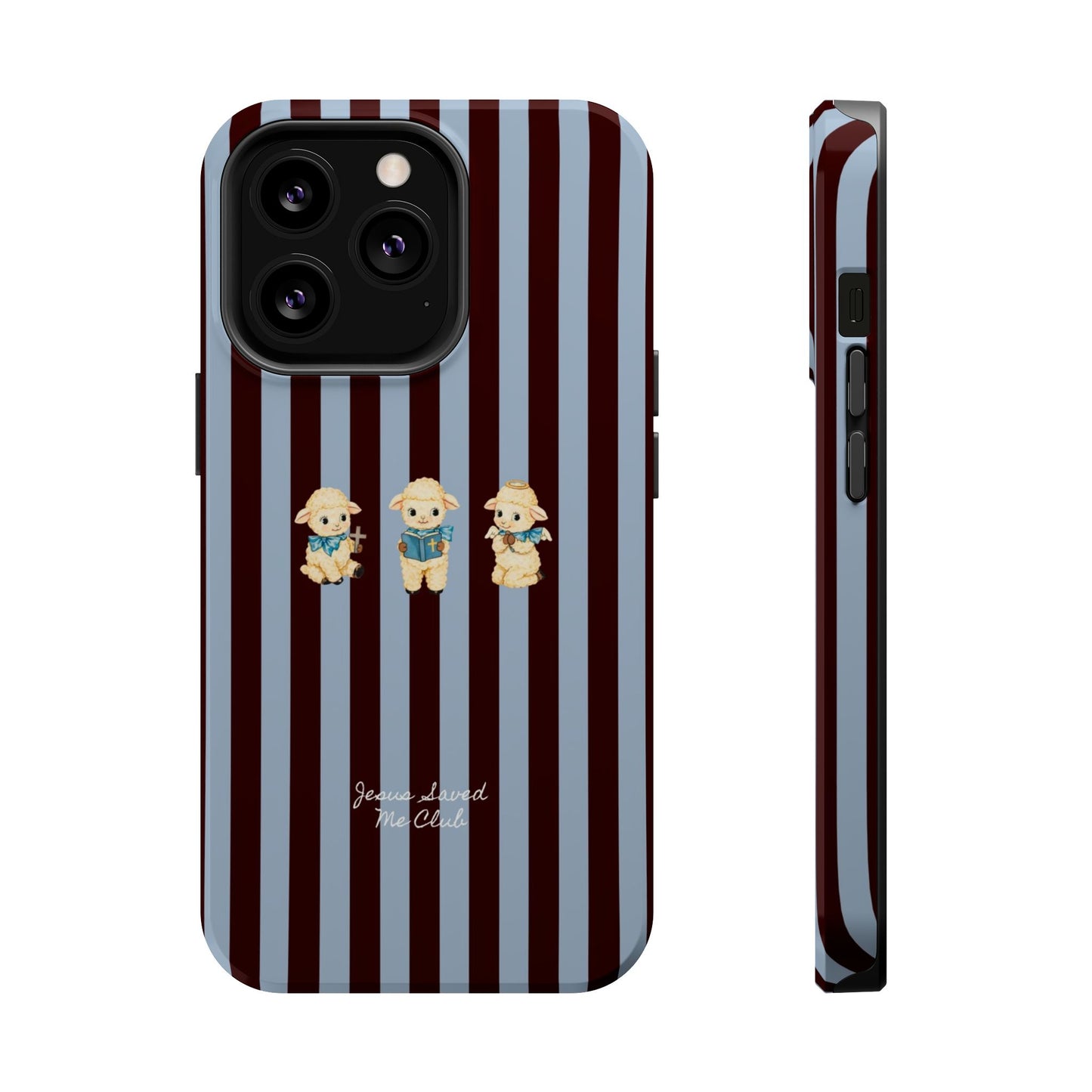 Christian Phone Case – 3 Little Lambs Brown Stripe MagSafe Case